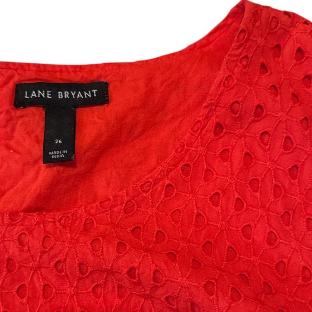 Lane Bryant Red Eyelet‎ Peplum Tank Top Plus Size 26 Resortcore Coastal Grandma - Picture 2 of 9